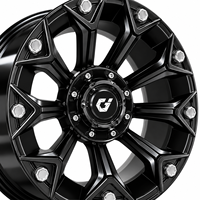 GVICHN Maßgefertigte Glänzend Schwarze Gefräste 8-Loch Offroad-Truck-Felgen Leichtmetallräder für Ford F150 Dodge Ram Chevy Silverado GMC Sierra