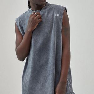 Débardeur Oversize en Coton Tricoté Personnalisé de Haute Qualité, Imprimé Tie-Dye Cool, Respirant, pour la Gym, Effet Délavé à l'Acide, Vente en Gros - Product Image 1