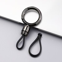 Porte-clés de voiture en métal, alliage de zinc, anneau porte-clés, argent gunmetal, rond, ovale, universel
