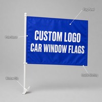 Drapeau de voiture personnalisé avec logo, toutes tailles, mât de drapeau de fenêtre de voiture sur mesure avec pinces, drapeau de voiture avec mât