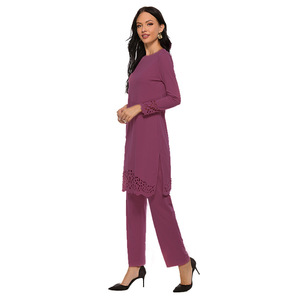 ชุดเสื้อผ้าอิสลามสำหรับผู้หญิง ชุดอาบายะห์ แฟชั่นมุสลิม แบบโปร่ง แขนยาว สีพื้น สไตล์อาหรับ ดูไบ อีดมูบารัค ชุดคาร์ฟตันสำหรับสุภาพสตรี - Product Image 3