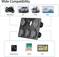 Panneau d'interrupteurs à bascule marin étanche 6 modules 12V 24V avec chargeur USB PD QC3.0, voltmètre et 3 prises allume-cigare pour camion et camping-car