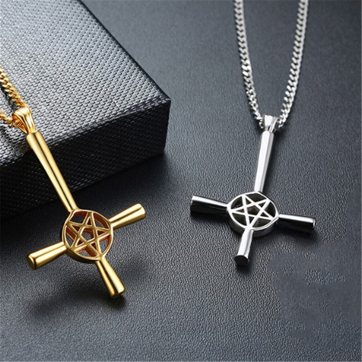 Collana Uomo Con Ciondolo Pentagramma In Acciaio Inox 925 – Catena 58 Cm, Senza Nichel E Piombo
