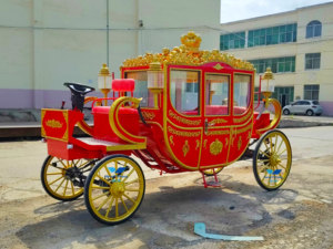 รถม้ารอยัลฟักทองไฟฟ้าพร้อมที่นั่งสีชมพูรถเข็นสำหรับเดินทางในประวัติศาสตร์งานแต่งงาน - Product Image 2