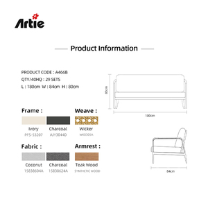 ชุดเฟอร์นิเจอร์หวายทำมือสำหรับสวน ชุดโซฟาพักผ่อนกลางแจ้ง โรงแรมอาร์ตี้ ลักชัวรี่ - Product Image 5