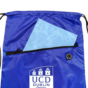 กระเป๋าเป้สะพายหลังแบบมีเชือกผูก ผลิตจากโพลีเอสเตอร์ น้ำหนักเบา ทนทาน มีช่องซิป เหมาะสำหรับเป็นของที่ระลึกจากมหาวิทยาลัย หรือของขวัญจากหน่วยงานการศึกษา - Product Image 3