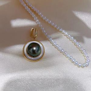 S925 Silver Pendant Accessory DIY 10-11mm Round Bead Necklace with 30934 Empty Holder and Concealer <b>Jade</b> S925 Silver Findings - Product Image 4