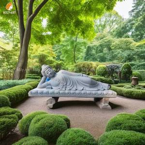 รูปปั้นพระพุทธรูปแกะสลักด้วยมือทำจากหินอ่อนธรรมชาติสำหรับตกแต่งสวนกลางแจ้ง - Product Image 3