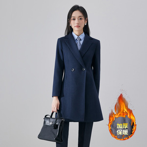 Women's Professional Woolen Overcoat Mid Length Thickened Warm Slim Fit For Office Work - Product Image 2