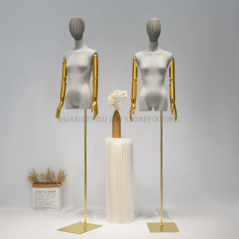 Ropa de exhibición para mujer, maniquí femenino de medio cuerpo, vestido de boda, con soporte