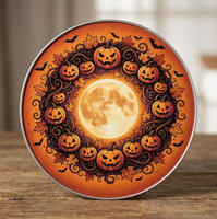 Décoration murale rectangulaire en fer 20x30cm style Art Déco avec motif Jack-O'-Lantern pour Halloween