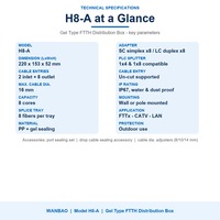 Boîtier de distribution FTTH Wanbao 8 cœurs, étanche avec gel, boîtier terminal fibre optique mural avec adaptateur SC pour réseau FTTx
