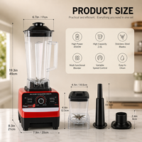 Blender Robot Multifungsi 4500W 2 Cangkir, Penghancur Es, Pembuat Smoothie, Mixer untuk Penggunaan Komersial dan Rumah Tangga