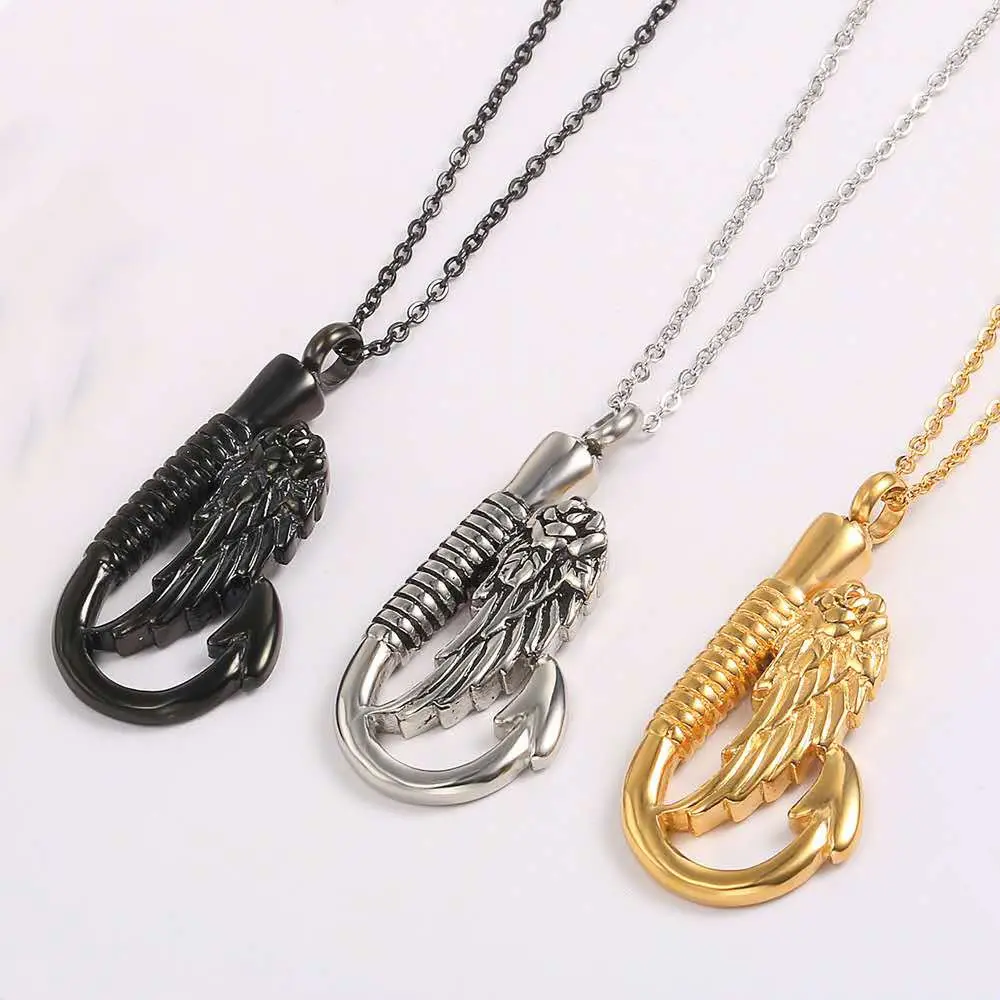 New Design Angel Wings Stainless Steel Cremation Memorial Keepsake Urn Pendant Necklace Jewelry For Ashes