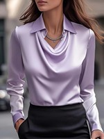 Chemise de travail à manches longues pour femme, couleur unie, automne-printemps, haut décontracté pour femme, chemisier
