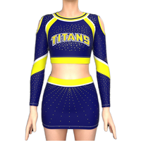 Ensemble d'uniformes de cheerleading All-Star étincelants personnalisés du fabricant-Haut court en tissu Mystique et jupe trapèze pour compétition de filles