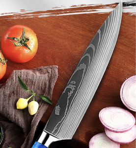 Couteau de <span class=keywords><strong>chef</strong></span> forgé damas laser en acier inoxydable de haute qualité couteau de cuisine santoku-paudin <span class=keywords><strong>pro</strong></span> couteau de cuisine 8 pouces <span class=keywords><strong>chef</strong></span> - Product Image 4