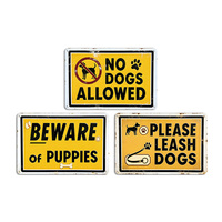 Lot de 3 Plaques Métalliques Plates 2D Vintage Effet Vieilli, Motif Empreinte de Patte de Chien, pour Avertissement d'Animaux Domestiques, Décoration Murale ou de Portail de Jardin