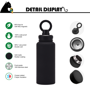 Bình giữ nhiệt từ tính giữ nóng lạnh 1 lít, bình nước thép không gỉ, nhãn hiệu riêng, bình nước sinh thái, bình nước thể thao - Product Image 3