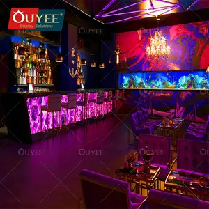 Роскошный дизайн, стойка для ресторана отеля со светодиодным освещением, бар для напитков и украшение для интерьера KTV