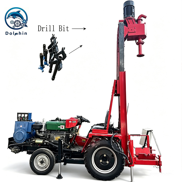 Factory High Efficiency Diesel 200M Used Portable Rotary Water Well Drilling Rig with Pump for Sale