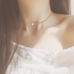 Collier polyvalent en perle d'eau douce naturelle unique avec chaîne courte pour clavicule - Product Image 3