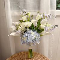 Fleurs artificielles de mariage faites à la main, réalistes, douces, style Ins, fraîches et chics, blanches, bleues, violettes, style coréen, légères, pour le voyage