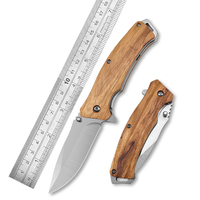 Couteau pliant de camping Sunbart avec lame en acier inoxydable 3Cr13, manche en bois personnalisé OEM, qualité industrielle, ouverture coulissante