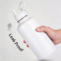Gourde isotherme en acier inoxydable de 64 onces (2 litres, demi-gallon, 128 oz) pour le sport, la gym, le camping