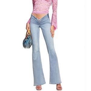 Pantalones Vaqueros de Moda, Diseño Sexy en V, Cintura Baja, Lavado Azul, Jeans para Mujer - Product Image 2