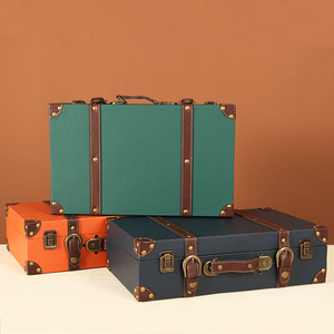 Valise en <span class=keywords><strong>Bois</strong></span> de Rangement et d'Organisation, Accessoire Photo de Mariage, Valise Rétro Nostalgique Portable en Cuir PU - Product Image 2
