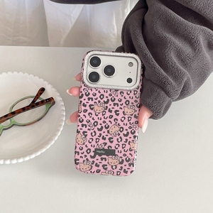 Cartoon KT Cat Glitter Leopard Pattern Mobile Phone Case For IPhone 17 16 15 14 Pro Max IMD Cute Bow Shockproof Soft <b>Cover</b> Back - Product Image 2