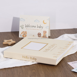 Tùy chỉnh in ấn thiết kế Giới tính trung tính mang thai quà tặng sơ sinh lưu niệm Linen Bìa Hello bé Album Bộ nhớ Cuốn sách với cửa sổ - Product Image 2