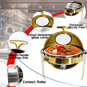 DaoSheng Luxury Golden Display Calentadores de comida con ventana para restaurante Chafing Dish Buffet Set Estufa de buffet de acero inoxidable - Product Image 3