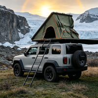 Tente de toit rigide triangulaire, compatible avec les panneaux solaires, fixation sur barre de toit, logo personnalisé, tente de camping extérieure pour voiture
