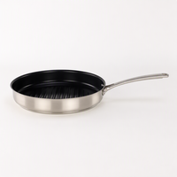 Poêle grill antiadhésive en acier inoxydable 304 de qualité alimentaire, surface striée, compatible avec tous les types de cuisinières, idéale pour les steaks
