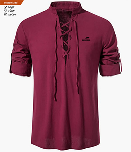 <strong>Mens</strong> <strong>Pirate</strong> <strong>Shirt</strong> Retro Renaissance Medieval Gothic Victorian Halloween Costume Casual Cotton Linen Lace up Hippie <strong>Shirts</strong> - Product Image 5