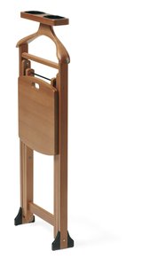 Porte-vêtements pliable en bois <span class=keywords><strong>de</strong></span> hêtre massif, finition cerisier, avec barre porte-pantalon et plateau <span class=keywords><strong>de</strong></span> rangement pour <span class=keywords><strong>chambre</strong></span> et hôtel - Product Image 3
