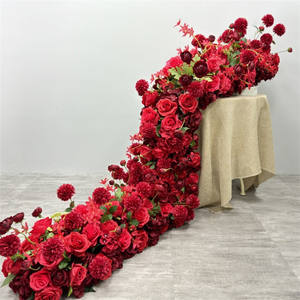 Composizioni Floreali per Tavoli da Matrimonio all'Aperto, Runner di Rose Artificiali da 2,1m, File di Fiori Bianchi e <span class=keywords><strong>Rosa</strong></span> per Arco Nuziale - Product Image 6