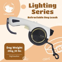 Tali Anjing LED Retractable dengan Cincin Lampu Ambient & Pelepasan Cepat, Tali Nilon Anti-Selip 4m untuk Jalan Malam