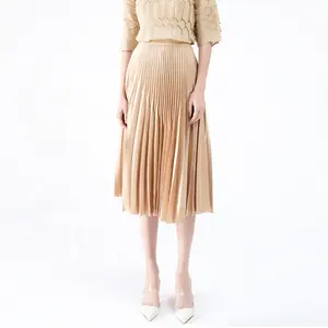 लंबी स्कर्ट नवीनतम महिला उच्च कमर प्लस आकार महिलाओं के pleated स्कर्ट इटली में किए गए सुरुचिपूर्ण