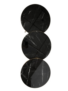<strong>Set</strong> <strong>of</strong> <strong>3</strong> Round <strong>Nesting</strong> <strong>Tables</strong> Tea Stacking Sofa Side Marble &amp; Gold Living Room Black - Product Image 6