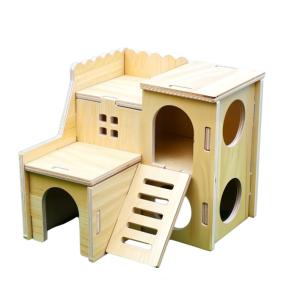 <span class=keywords><strong>Maison</strong></span> pour hamster en bois naturel, respirante, écologique, moderne et tendance, abri pour petits animaux avec différents designs - Product Image 1