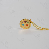 Gemnel Wholesale Bulk New Arrival 14K Gold Plated Customize Luxury Quality Beat Statement Pendant Necklace