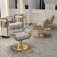 Chaise de salon de barbier moderne en métal avec pompe hydraulique Siège en cuir à hauteur réglable-Utilisation commerciale haut de gamme élégante