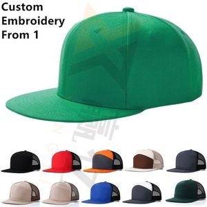 Vintage 6 Panel <b>Flat</b> Bill Mesh <b>Men</b> Surf Sports Gorros Trucker Snapback Baseball Hat <b>Cap</b> With Custom Logo Leather Applique Patch - Product Image 1