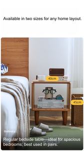 Table de chevet flottante en bois de chêne massif avec étagère ouverte, table de chevet minimaliste moderne avec pieds effilés pour chambre à coucher - Product Image 6