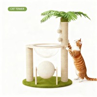 Arbre à chat écologique en forme de cocotier de dessin animé, grand arbre à chat, lit spécial pour chat, capsule spatiale intégrée, griffoir pour chat et balle