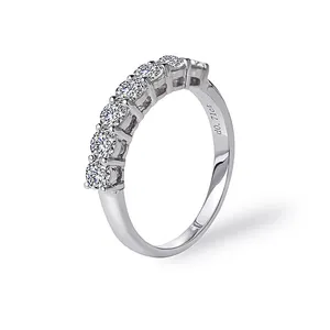 Anel moissanite ouro branco feminino 14k 18k, cor d e f, joia de casamento, noivado e diamante