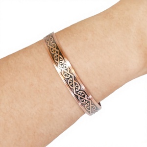 Elegant Forged <b>Infinity</b> Scroll Finish Copper Open <b>Bracelet</b> Fashionable Metal Jewelry Exquisite Design - Product Image 1
